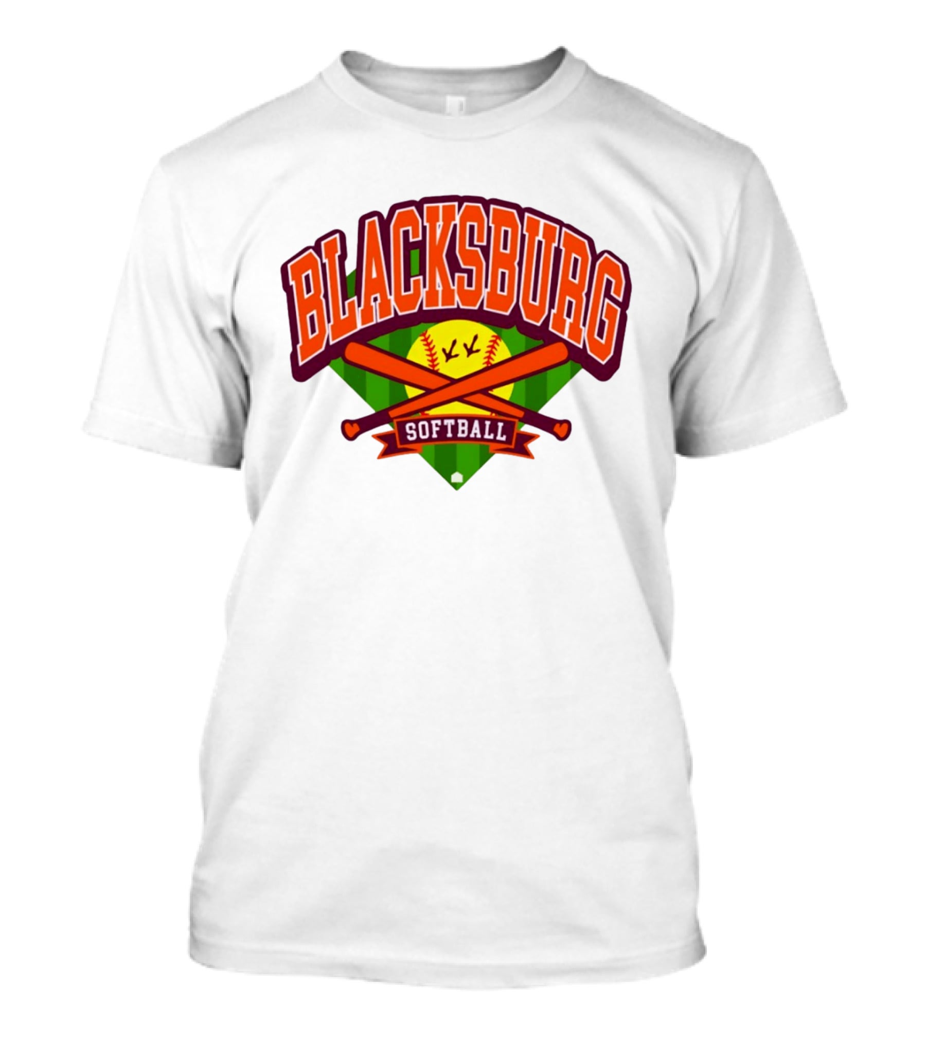 Blacksburg Softball Team Virginia Club Baseball Bat Crossed T-Shirt