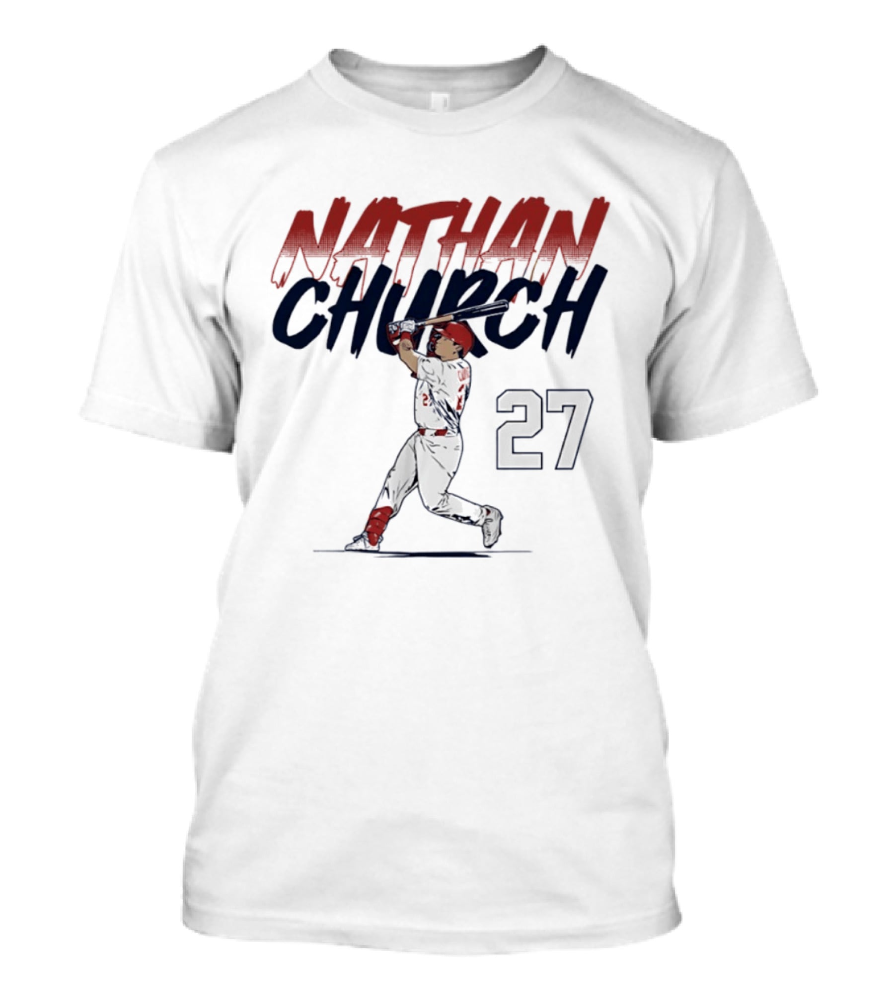 Nathan Church 27 St. Louis Baseball Slugger Swing T-Shirt