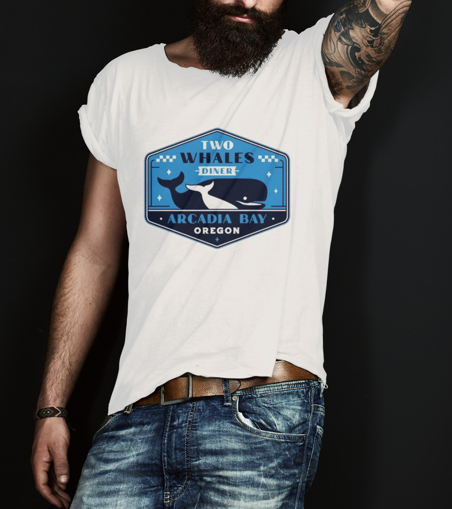 Two Whales Diner Arcadia Bay Oregon Crest T-Shirt