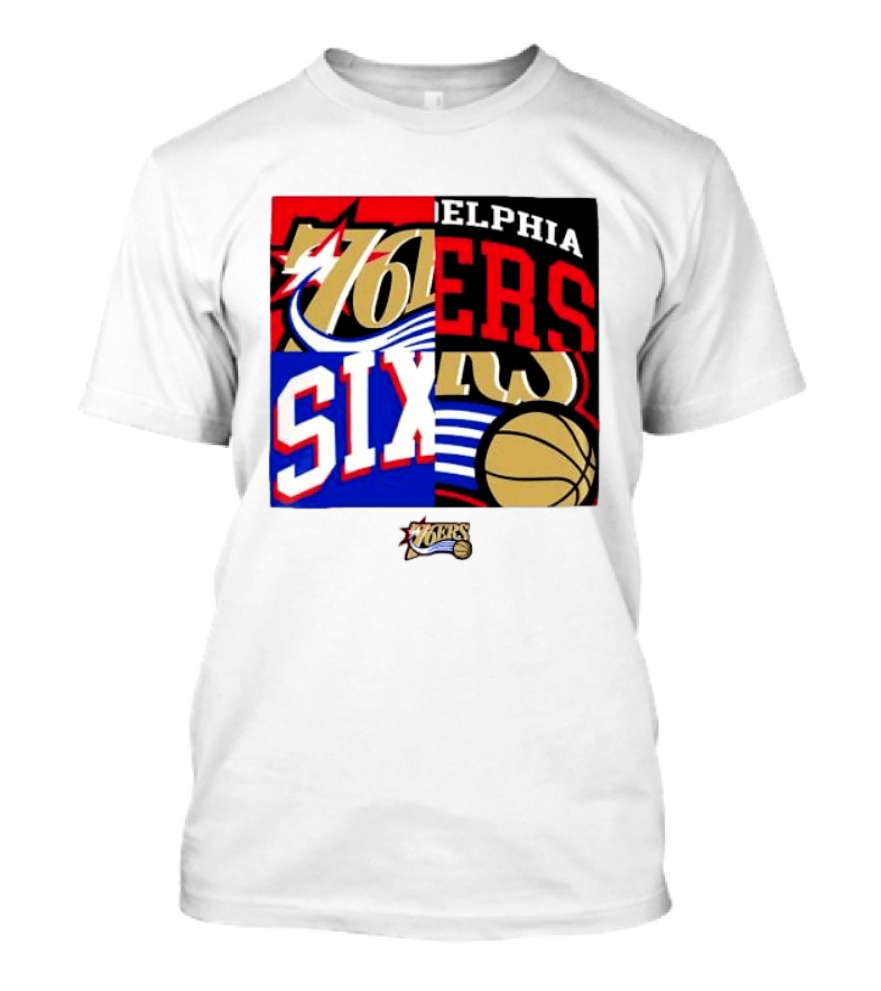 Philadelphia 76ers Vintage Block Logo Compilation NBA Basketball Fan Merch T-Shirt