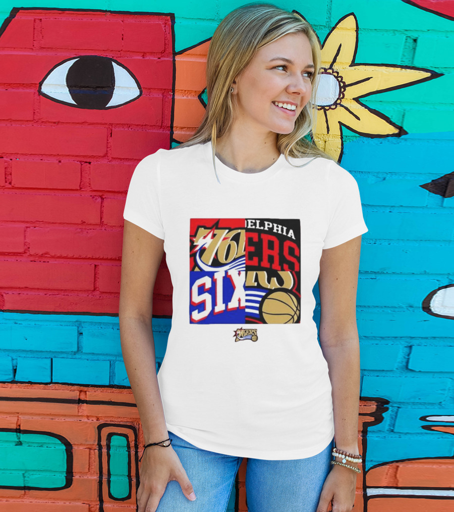 Philadelphia 76ers Vintage Block Logo Compilation NBA Basketball Fan Merch T-Shirt