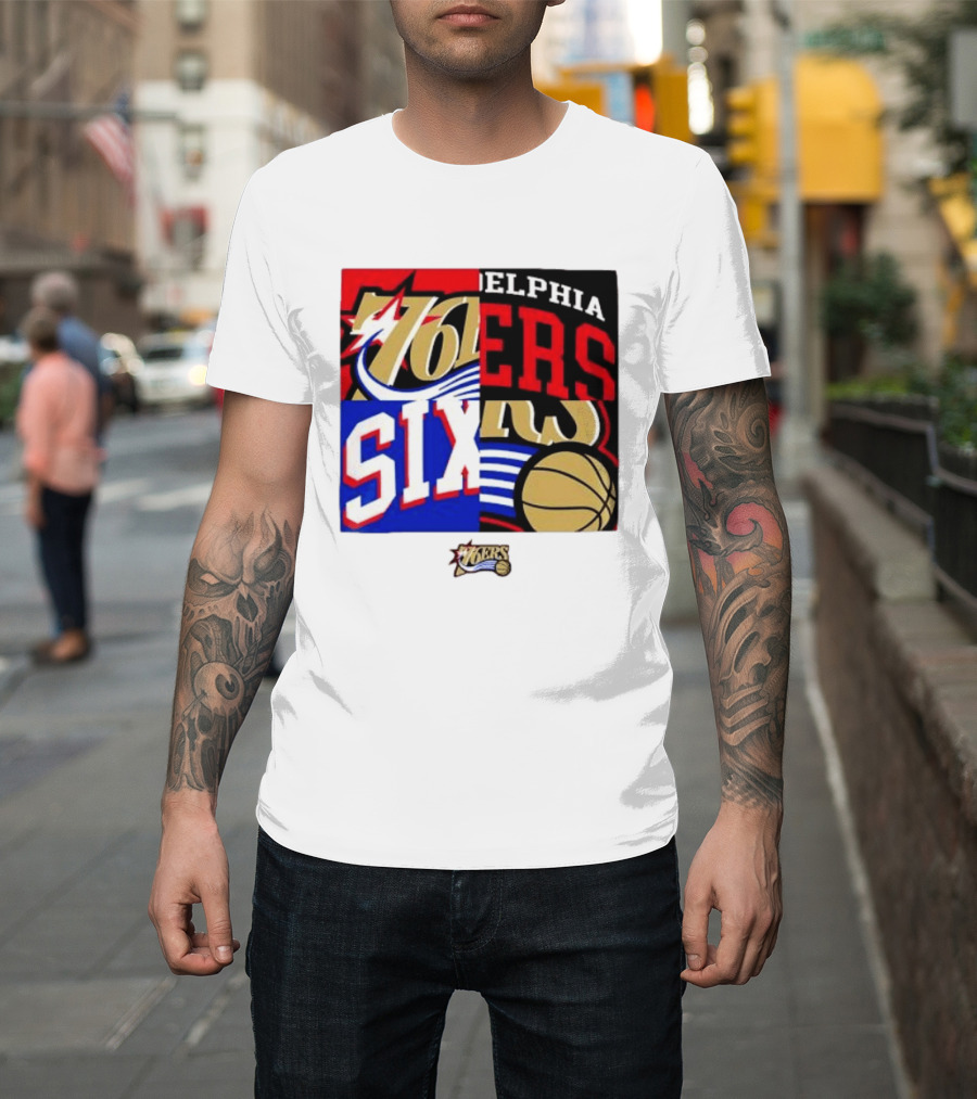 Philadelphia 76ers Vintage Block Logo Compilation NBA Basketball Fan Merch T-Shirt