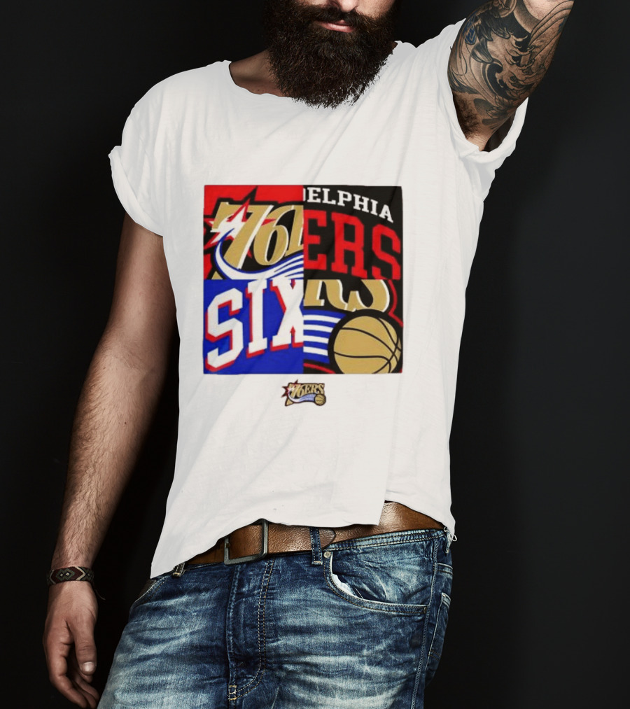 Philadelphia 76ers Vintage Block Logo Compilation NBA Basketball Fan Merch T-Shirt