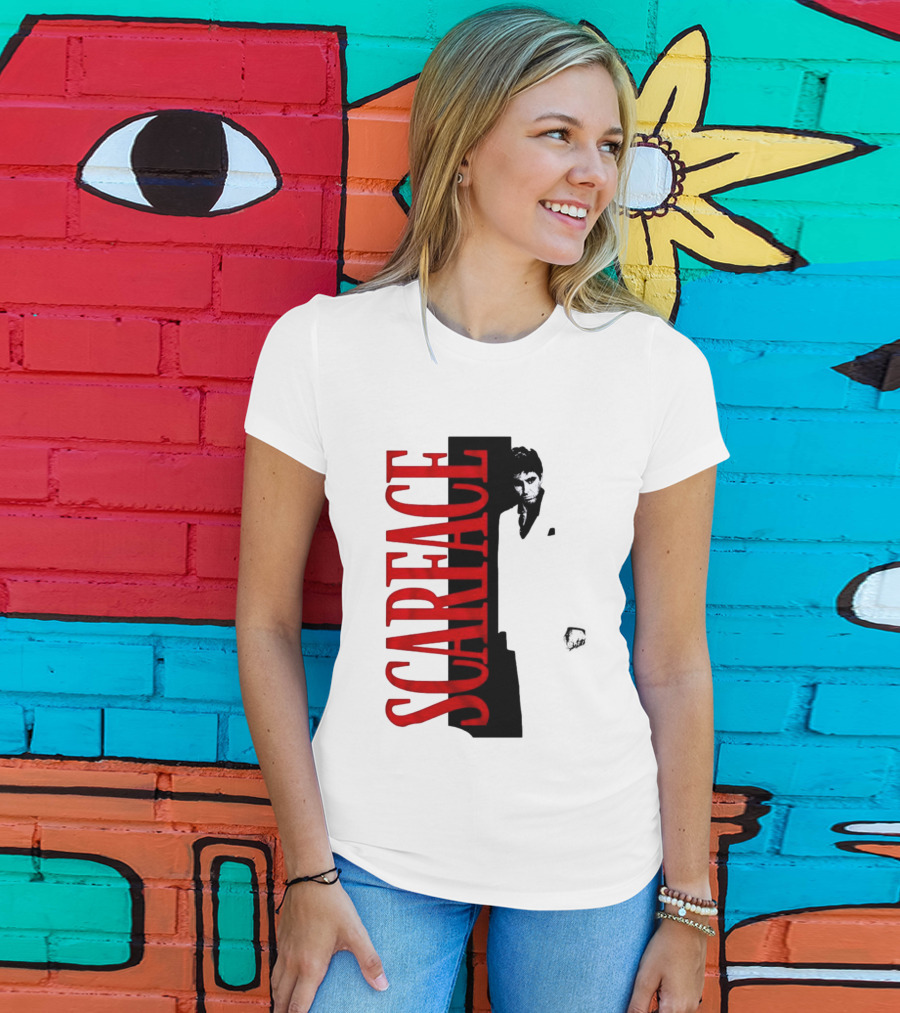 Tony Montana Scarface Movie Iconic Red Black T-Shirt