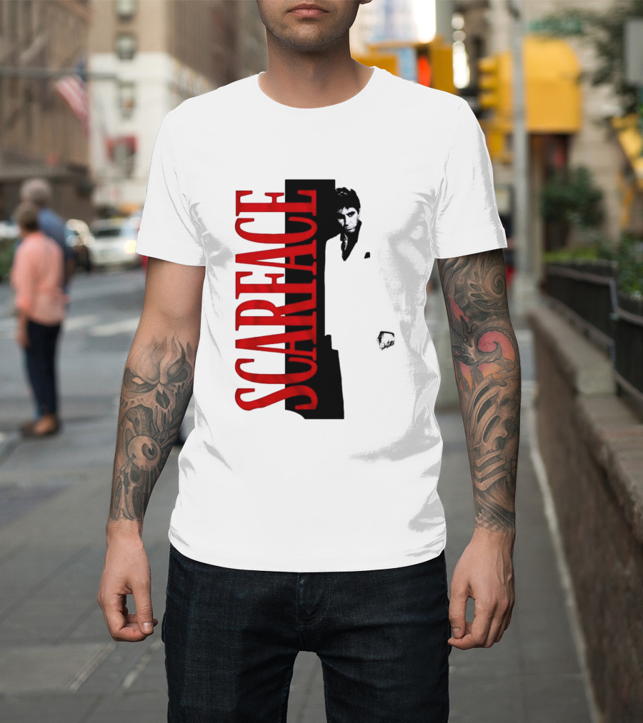 Tony Montana Scarface Movie Iconic Red Black T-Shirt