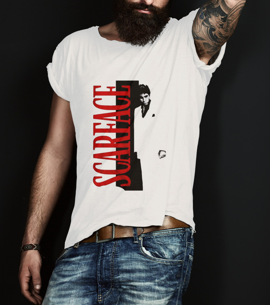 Tony Montana Scarface Movie Iconic Red Black T-Shirt