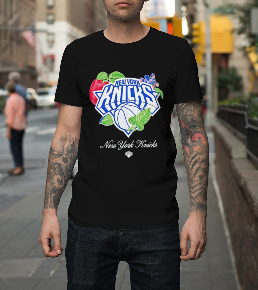 New York Knicks Lifestyle Capsule Floral Fruit Apple Basketball T-Shirt