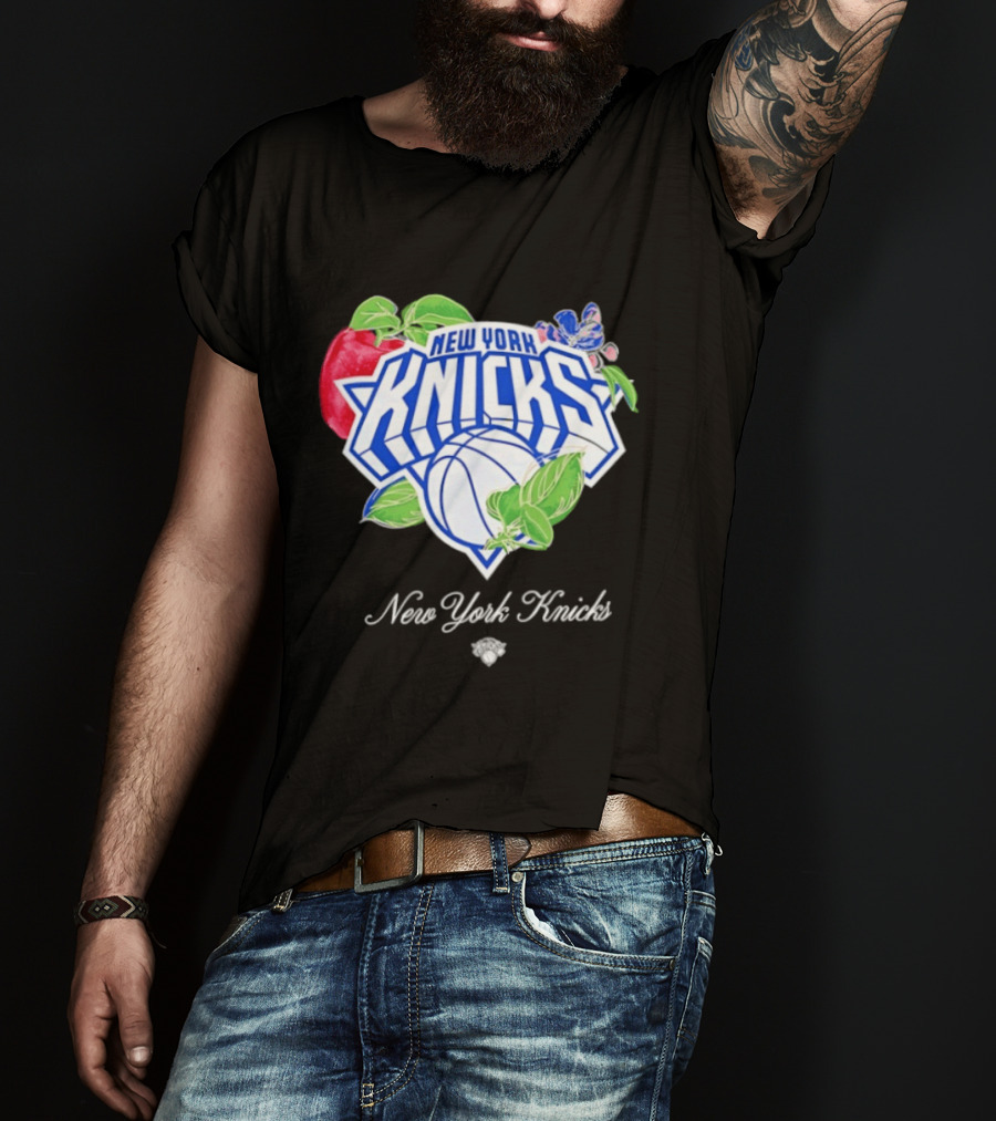 New York Knicks Lifestyle Capsule Floral Fruit Apple Basketball T-Shirt