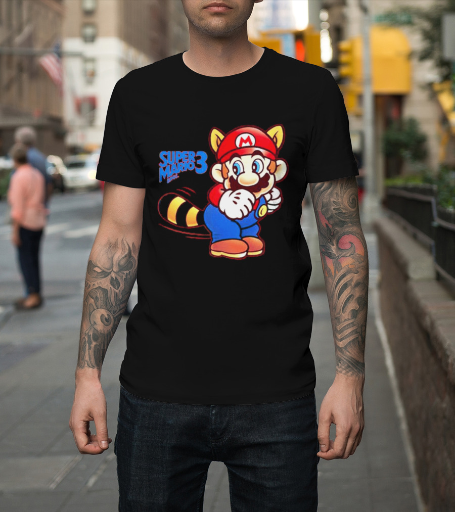 Super Mario Bros 3 Raccoon Mario Tail Whip Retro Game Nostalgia T-Shirt