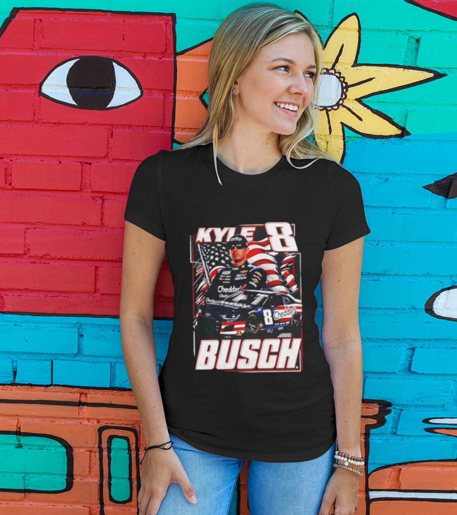 Kyle Busch 8 Cheddar's Racing With American Flag T-Shirt