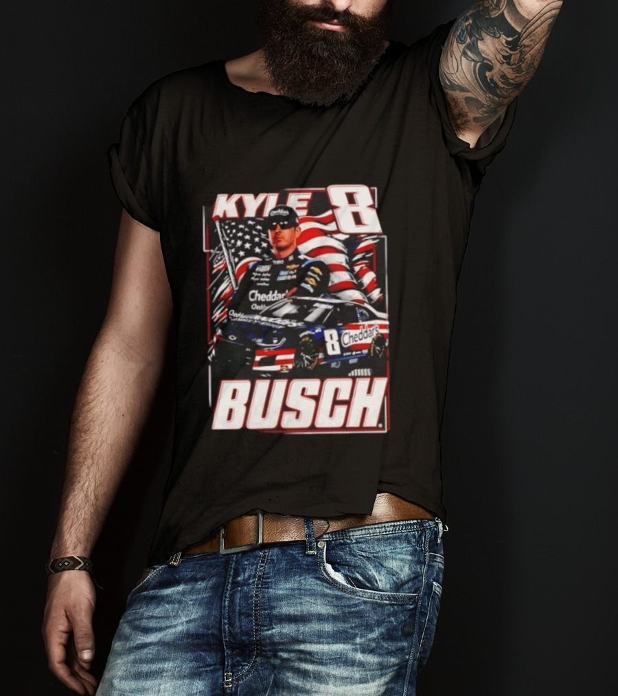 Kyle Busch 8 Cheddar's Racing With American Flag T-Shirt