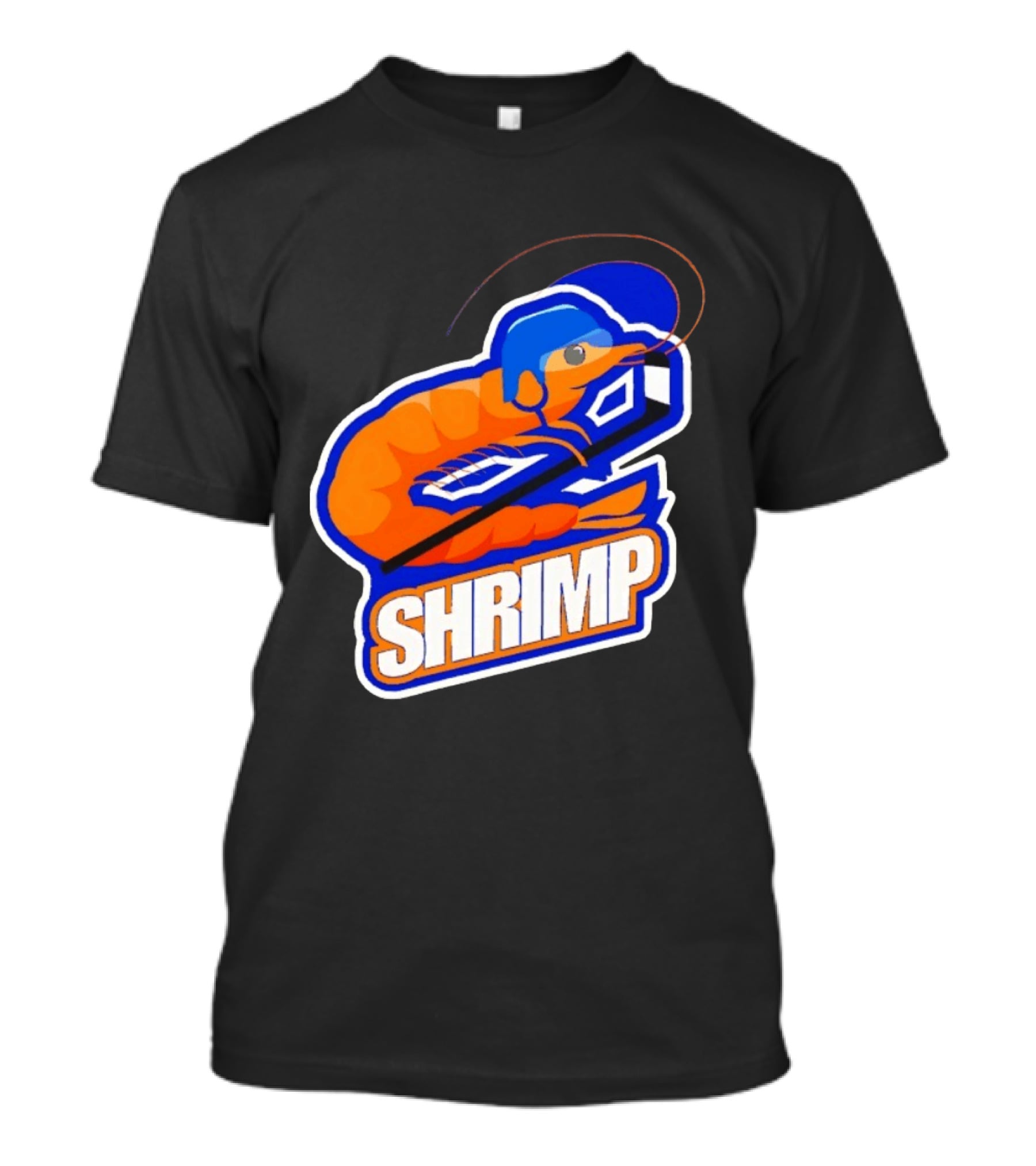 San Jose Shrimp Hockey Team Logo With Hockey Stick And Helmet T-Shirt