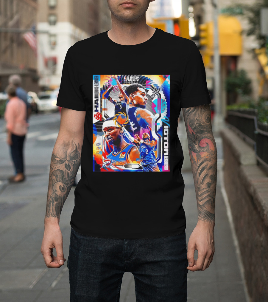 NBA Playoffs Shai Gilgeous Alexander OKC Thunder Victor Wembanyama Spurs Matchup T-Shirt