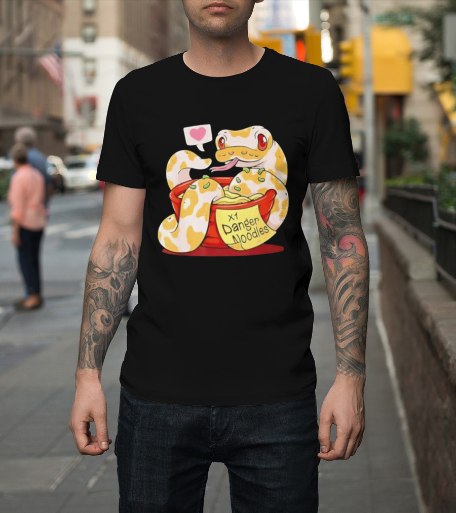 Snake Love X1 Danger Noodles Cartoon Cute Snake With Heart Speech Bubble T-Shirt