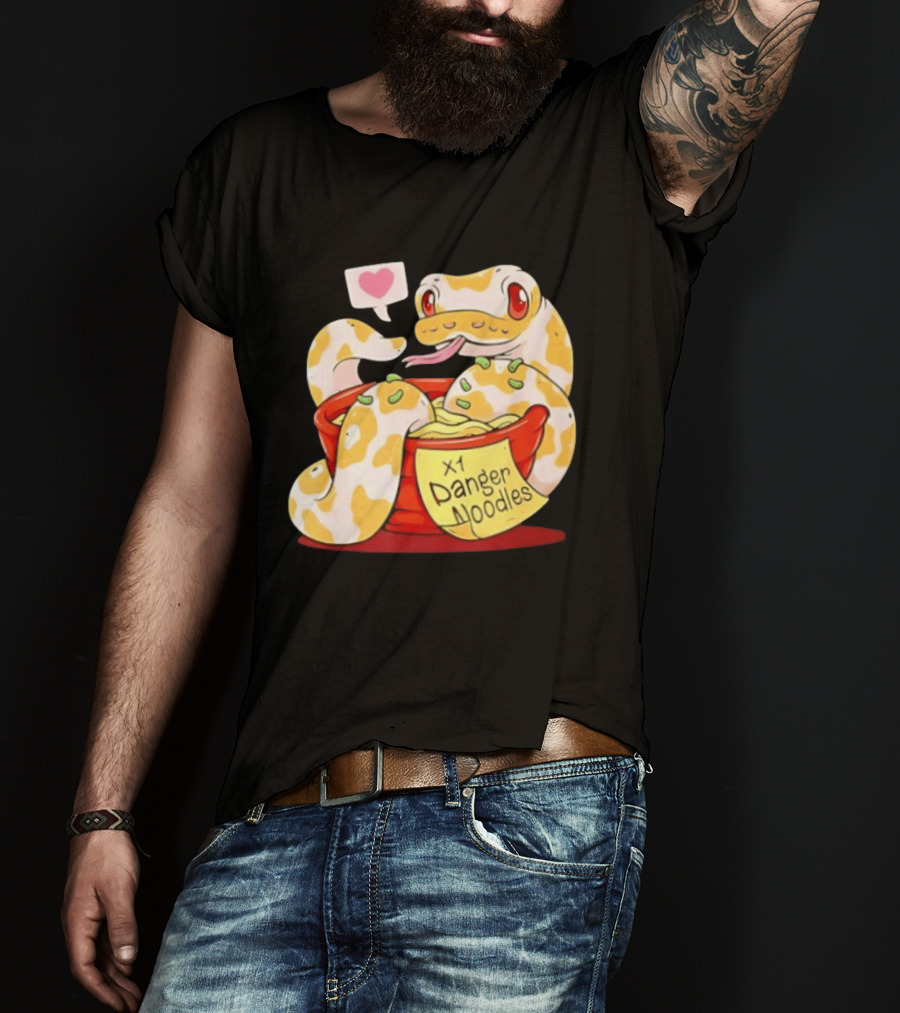 Snake Love X1 Danger Noodles Cartoon Cute Snake With Heart Speech Bubble T-Shirt