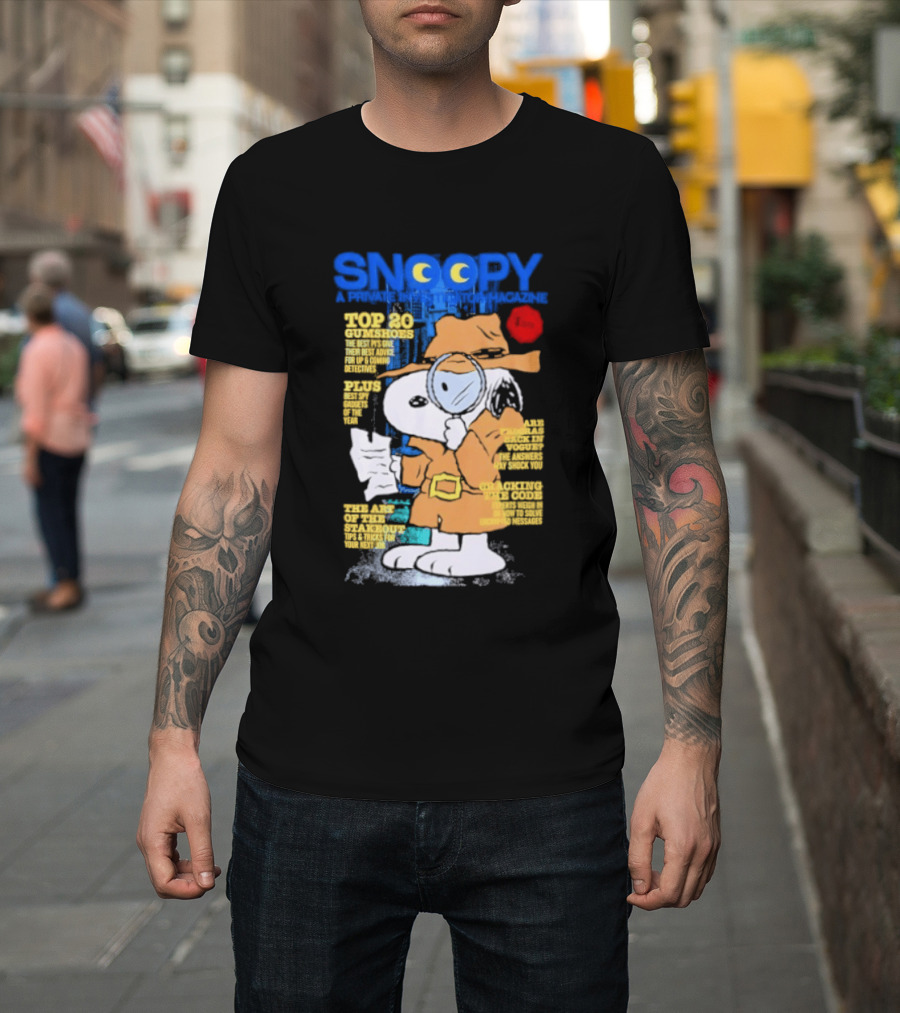 Snoopy Top 20 Clues Uncover Mystery Solved Peanuts Detective Investigator T-Shirt