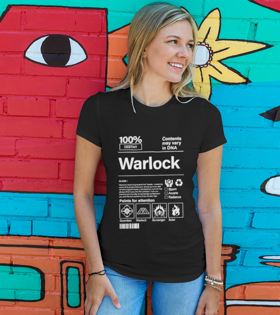 100% Destiny Warlock Contents May Vary In DNA Points For Attention Classic Solar Void Arc T-Shirt