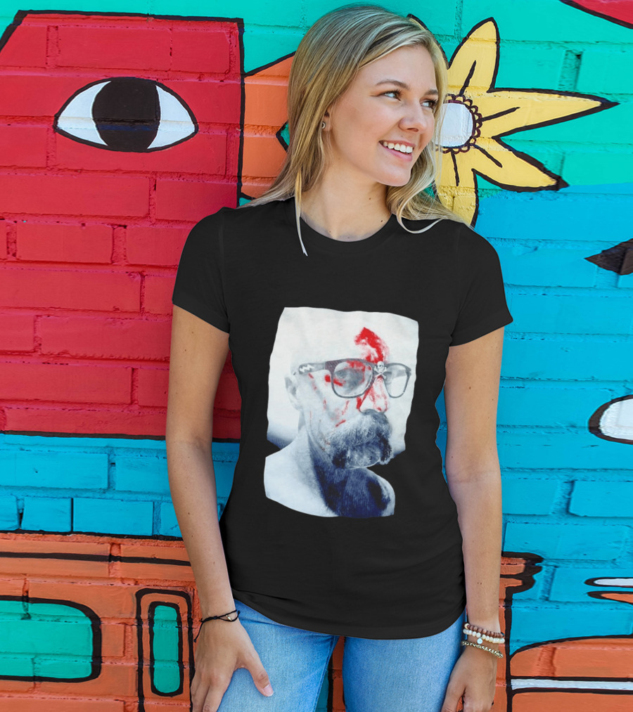 Bald Man With Bloody Beard And Skull Glasses T-Shirt