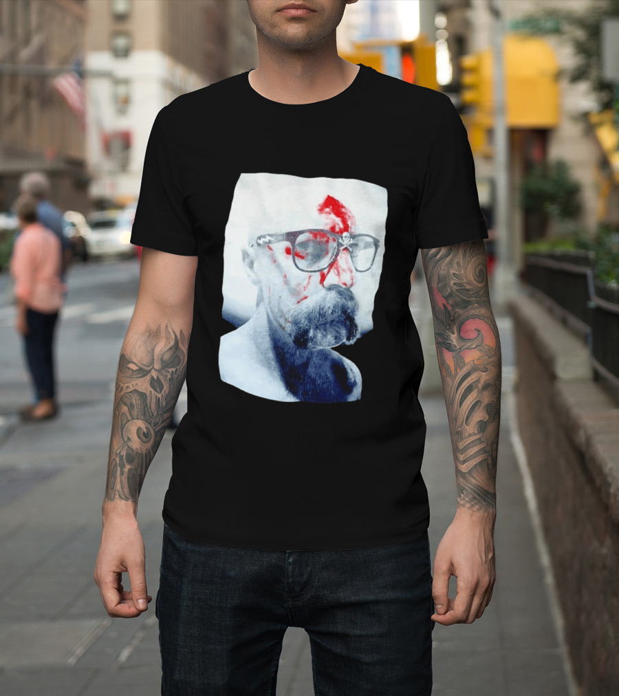Bald Man With Bloody Beard And Skull Glasses T-Shirt