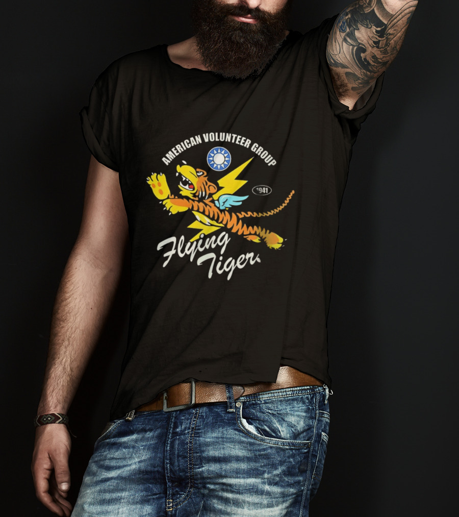 Flying Tigers American Volunteer Group 1941 Emblem Art WWII Aviation History T-Shirt