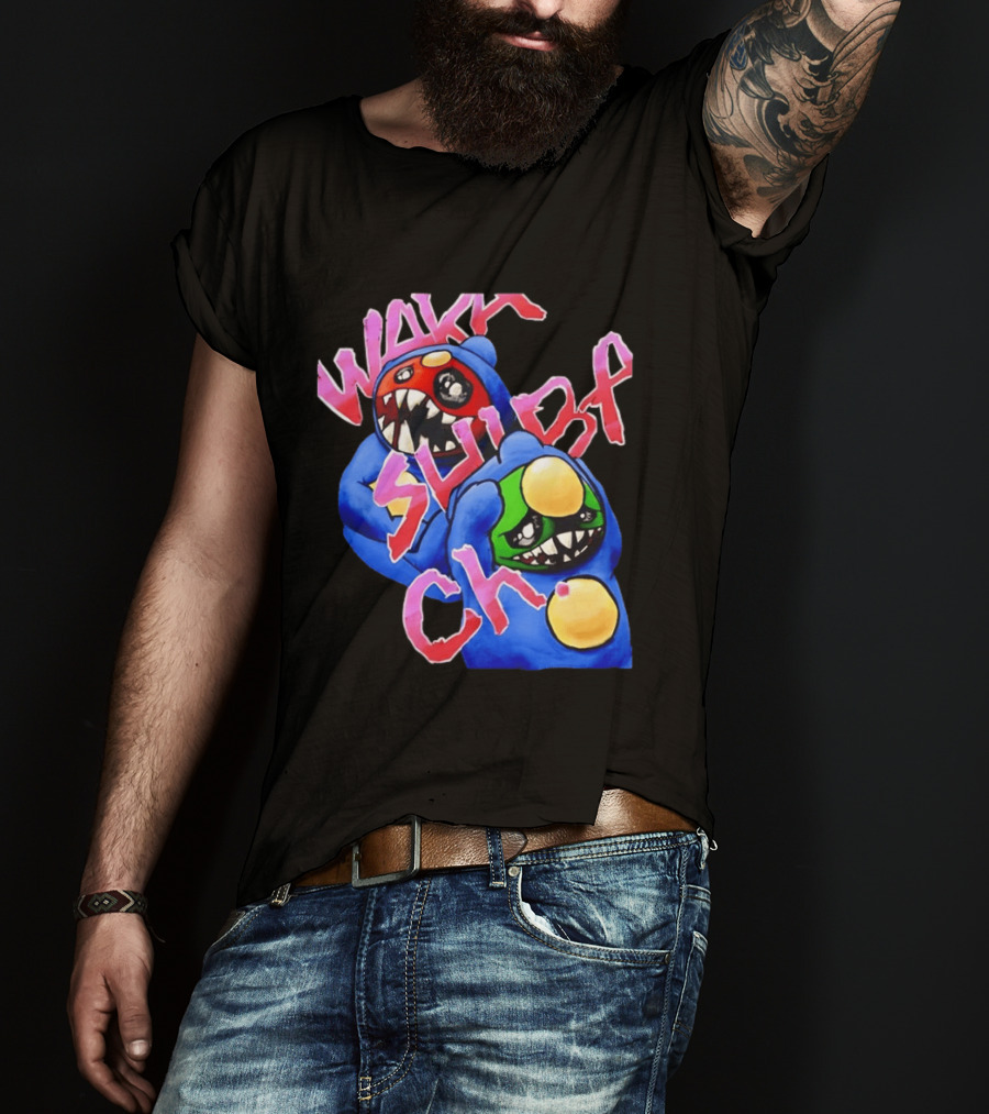 Wakk Slurp Ch Red And Green Creepy Monsters Graffiti T-Shirt
