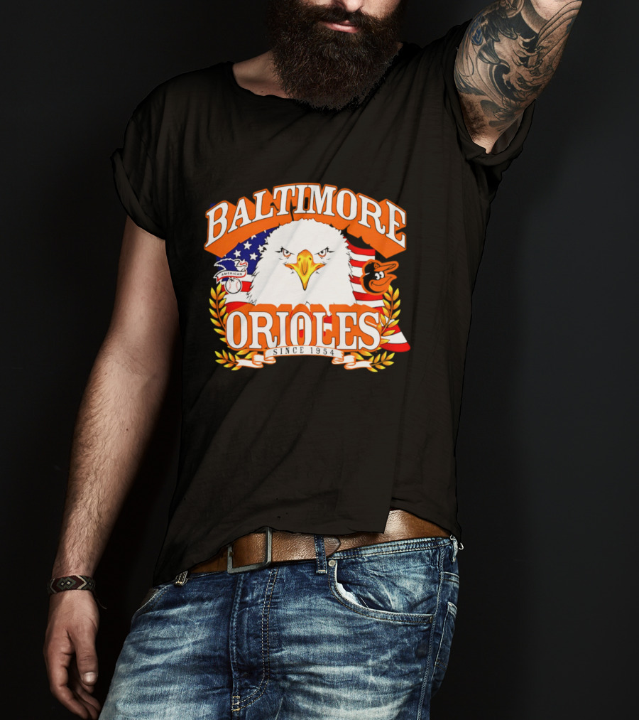 Baltimore Orioles Americana Eagle Logo With USA Flag Celebrating America's 250th Anniversary T-Shirt