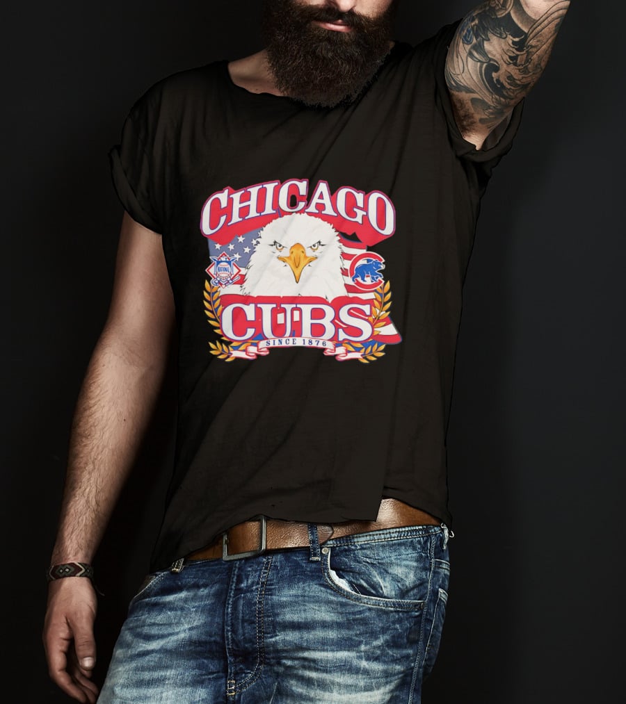 Chicago Cubs Americana Eagle Since 1876 National League Baseball Stars And Stripes 250th Celebration T-Shirt