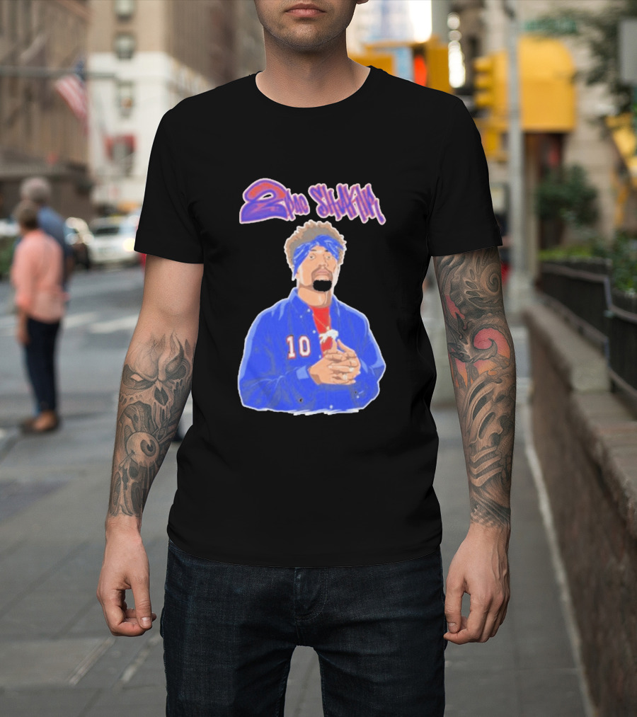 2Pac Shakir Sports Roundtable 10 Blue Bandana T-Shirt