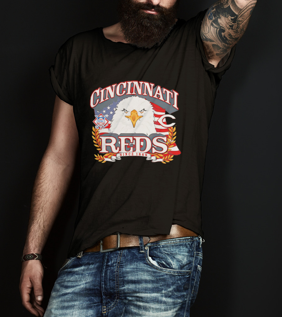 Cincinnati Reds National League Eagle American Flag Since 1869 T-Shirt