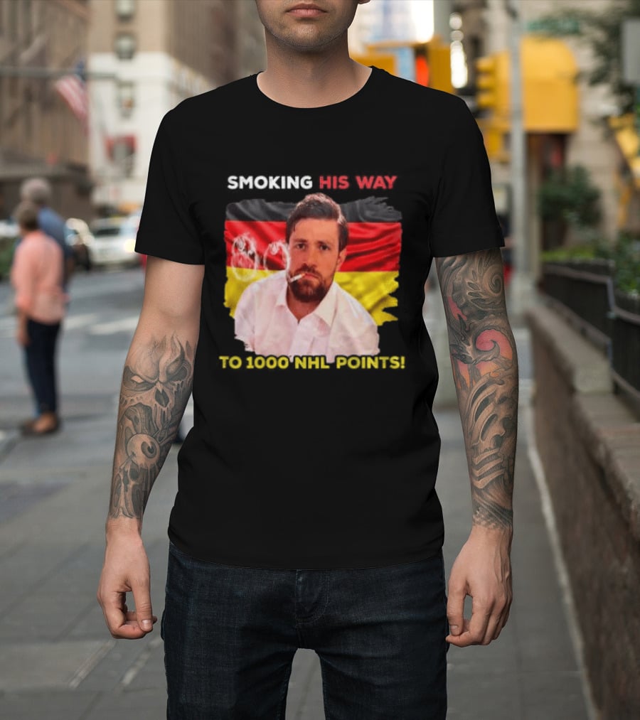 Smoking His Way To 1000 NHL Points Leon Draisaitl Edmonton Oilers T-Shirt