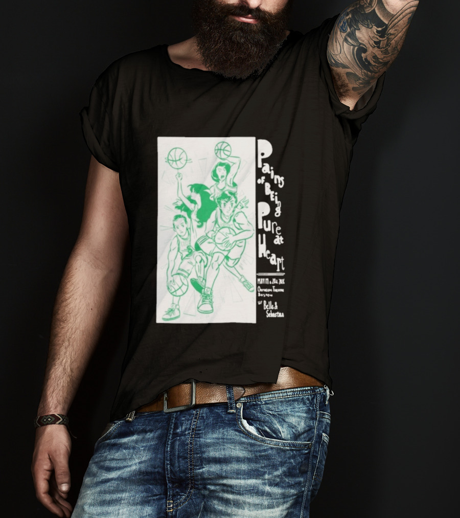 Pains Of Being Pure At Heart Boston May 19 Paradise Touring Company With Helki Silkscreen Basketball T-Shirt