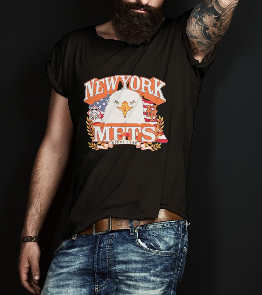 New York Mets Americana Eagle Celebrating National League And Stars Stripes T-Shirt