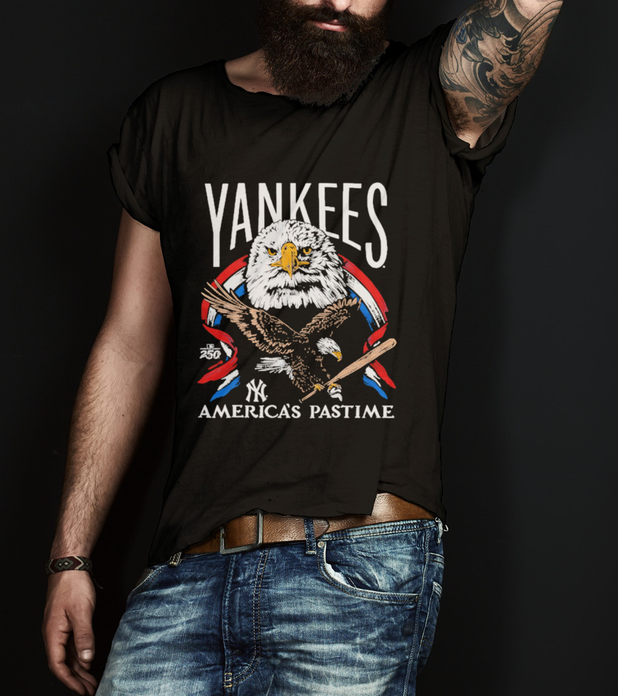 Yankees America's Pastime Eagle Baseball Bat Tri Blend T-Shirt
