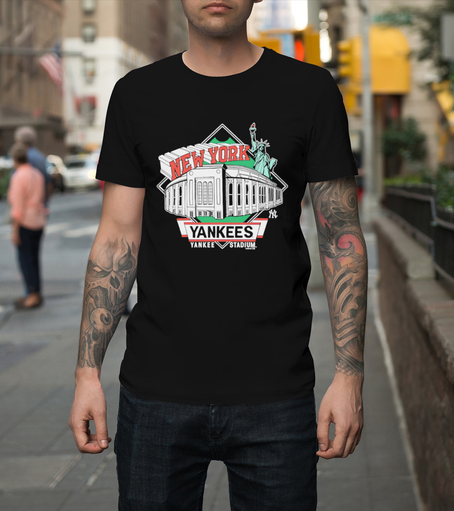 New York Yankees Yankee Stadium Facade Statue Of Liberty T-Shirt