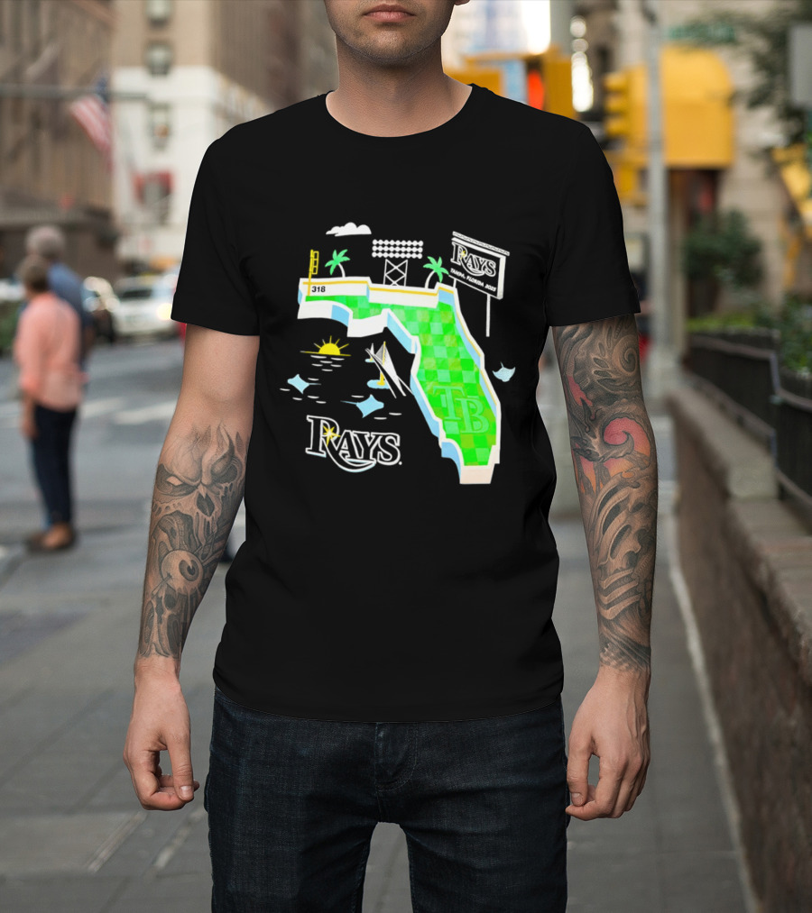 Tampa Bay Rays Florida Map TB Stadium Palms And Sunshine T-Shirt