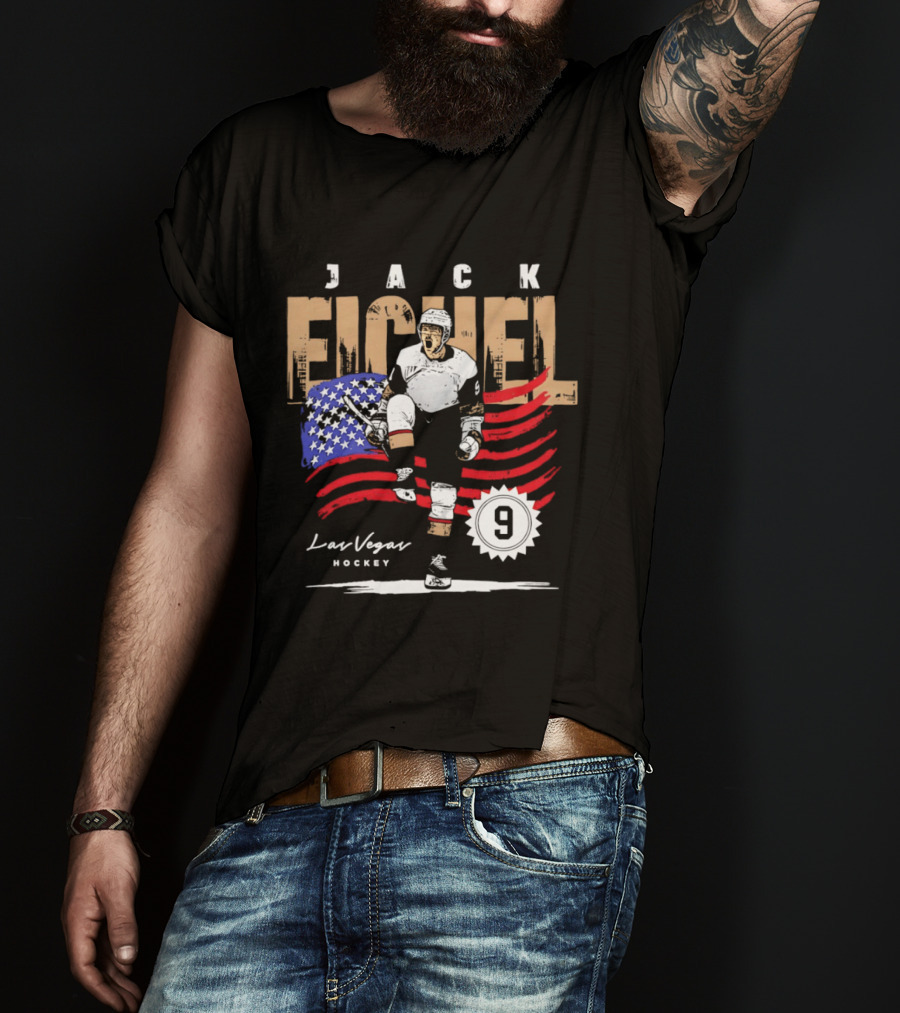 Jack Eichel 9 USA Flag Las Vegas Hockey 2026 T-Shirt
