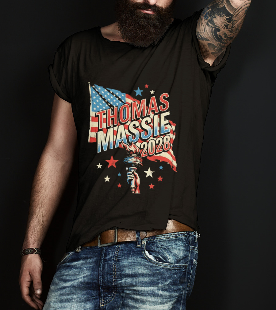 Thomas Massie 2028 American Flag Liberty Torch Stars T-Shirt