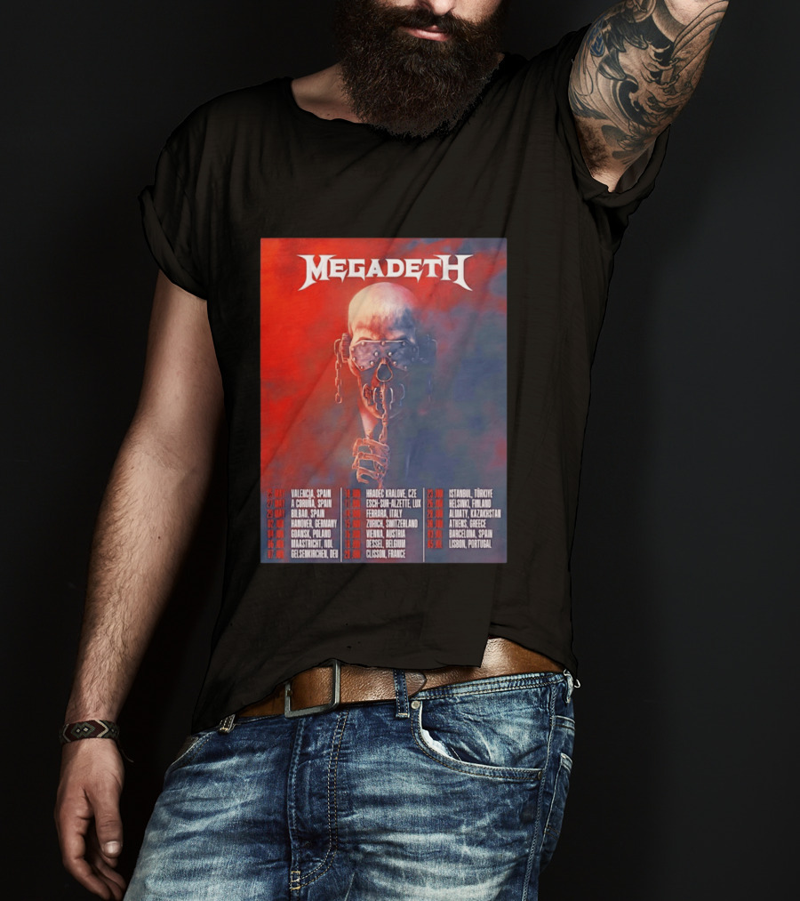 Megadeth 2026 Farewell Tour Europe Dates And Venues T-Shirt