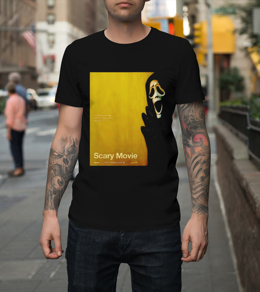 What Happens In The Backroom Stays In The Backroom Scary Movie 6 Backrooms Only In Theatres 06.05.26 T-Shirt