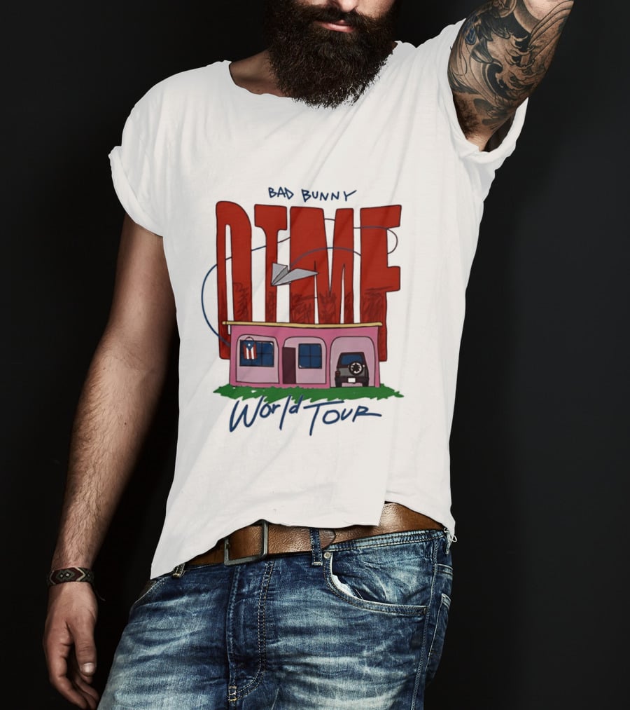 Bad Bunny Dtmf World Tour 2026 Paper Airplane Pink House Jeep T-Shirt