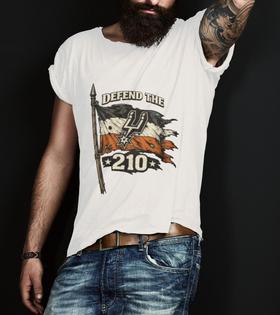 Defend The 210 Spurs Basketball Flag Banner T-Shirt