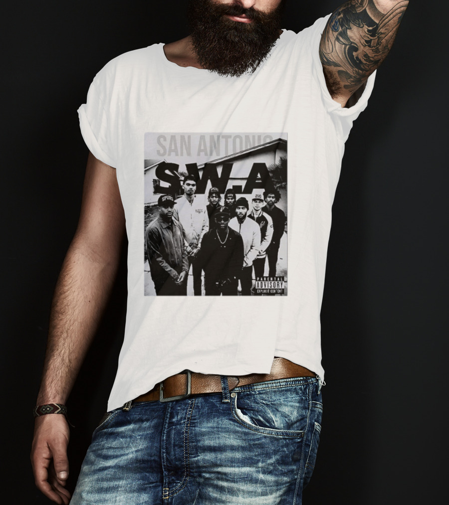 San Antonio Swa Paradvisory Explicit Content 210 Spurs Black And White Group T-Shirt