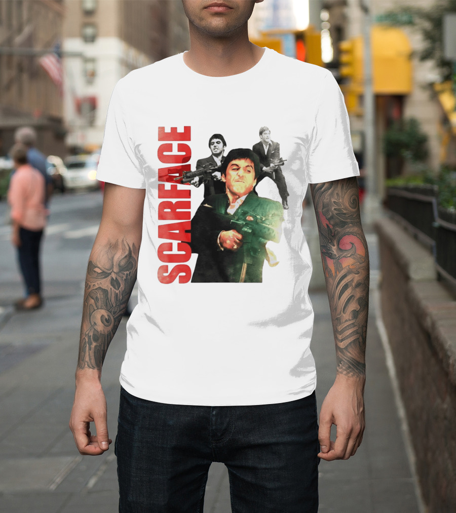 Scarface Tony Montana Al Pacino 1983 Miami Iconic Movie Moment T-Shirt