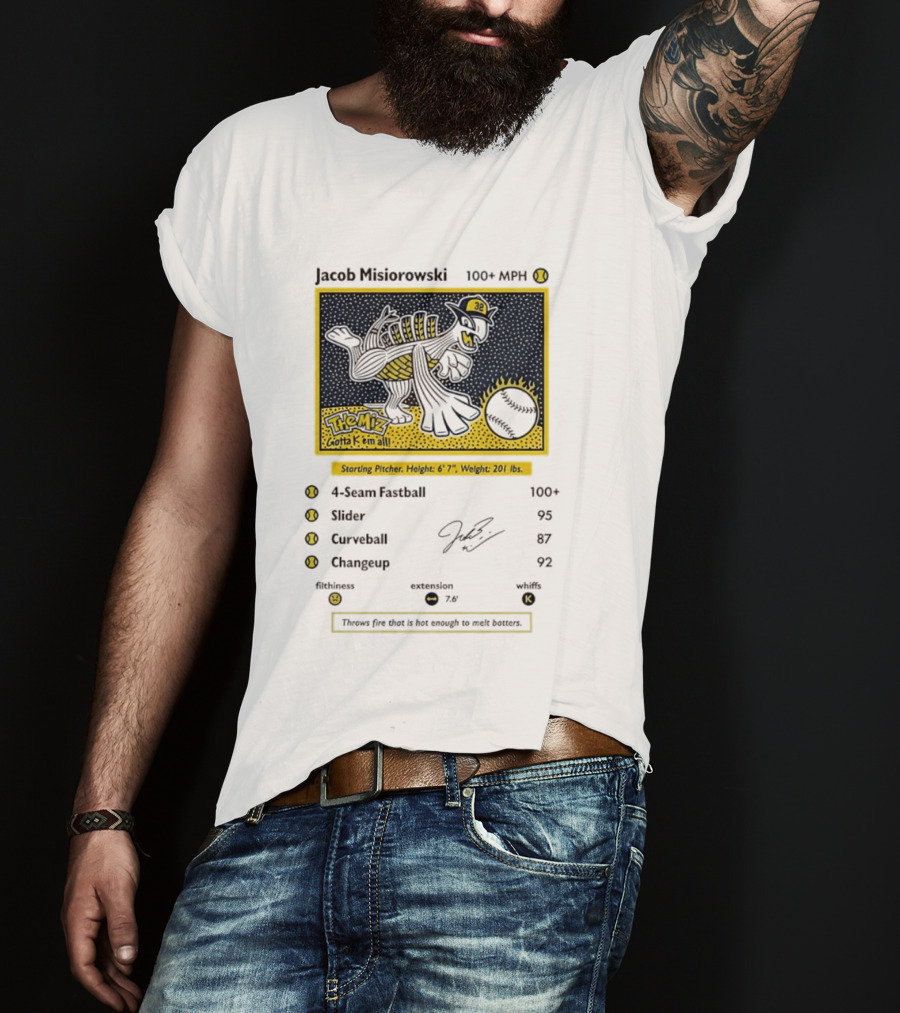 Jacob Misiorowski Milwaukee Brewers The Miz 100+ MPH Fastball Card T-Shirt