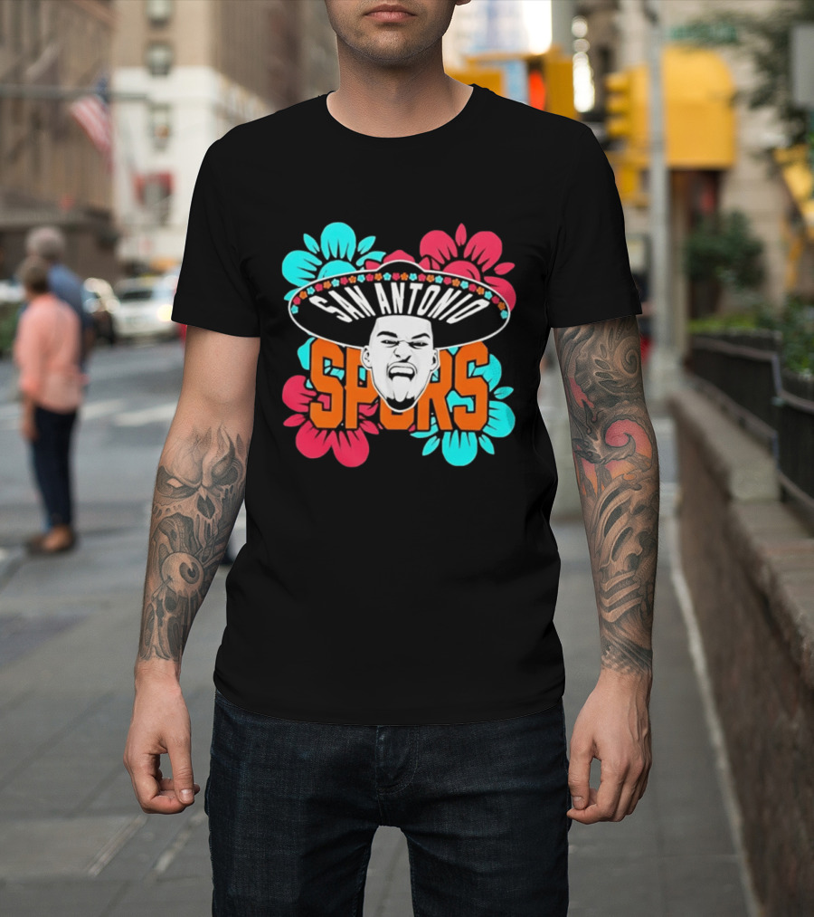 San Antonio Spurs Dejounte Murray Floral Sombrero T-Shirt