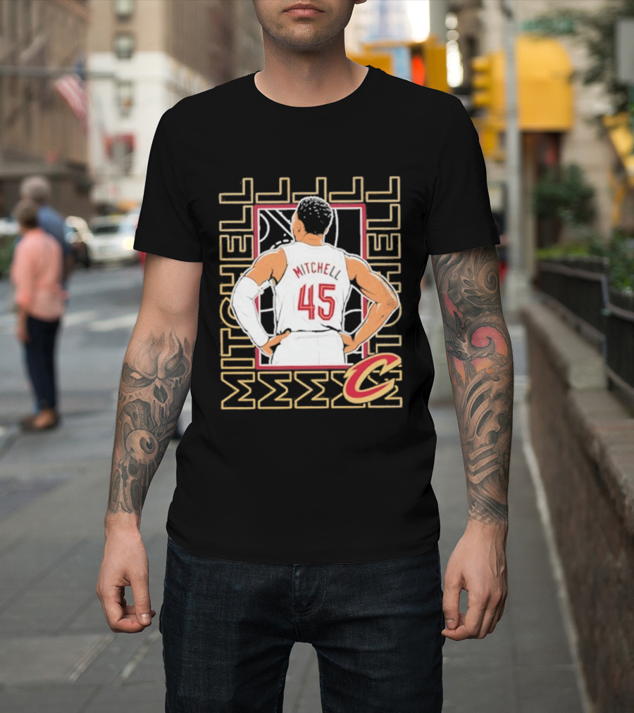 Cleveland Cavaliers Mitchell 45 Basketball Star Pose T-Shirt