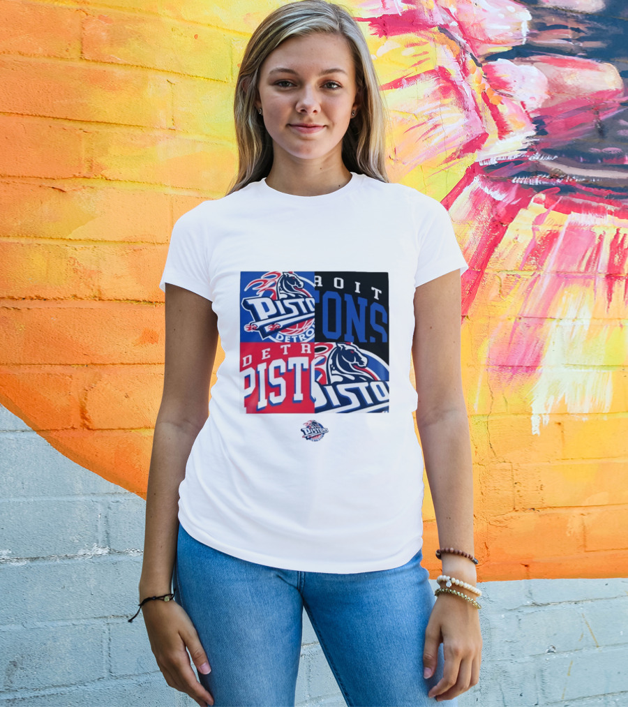Detroit Pistons New Era Block PISTONS DETROIT Basketball T-Shirt