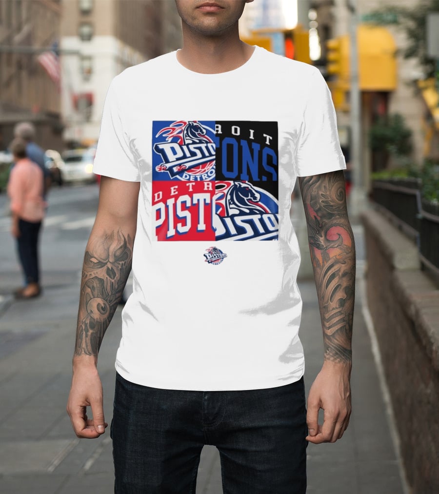 Detroit Pistons New Era Block PISTONS DETROIT Basketball T-Shirt