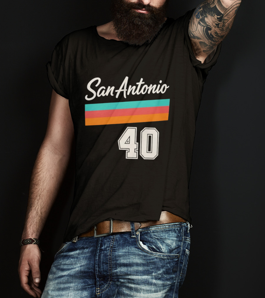 San Antonio Spurs NBA San Antonio 40 Retro Stripes T-Shirt