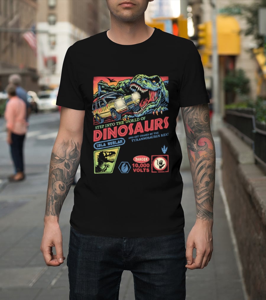Step Into The World Of Dinosaurs Jala Muzlar T. Anadromerus Rex Danger 10,000 Volts T-Shirt